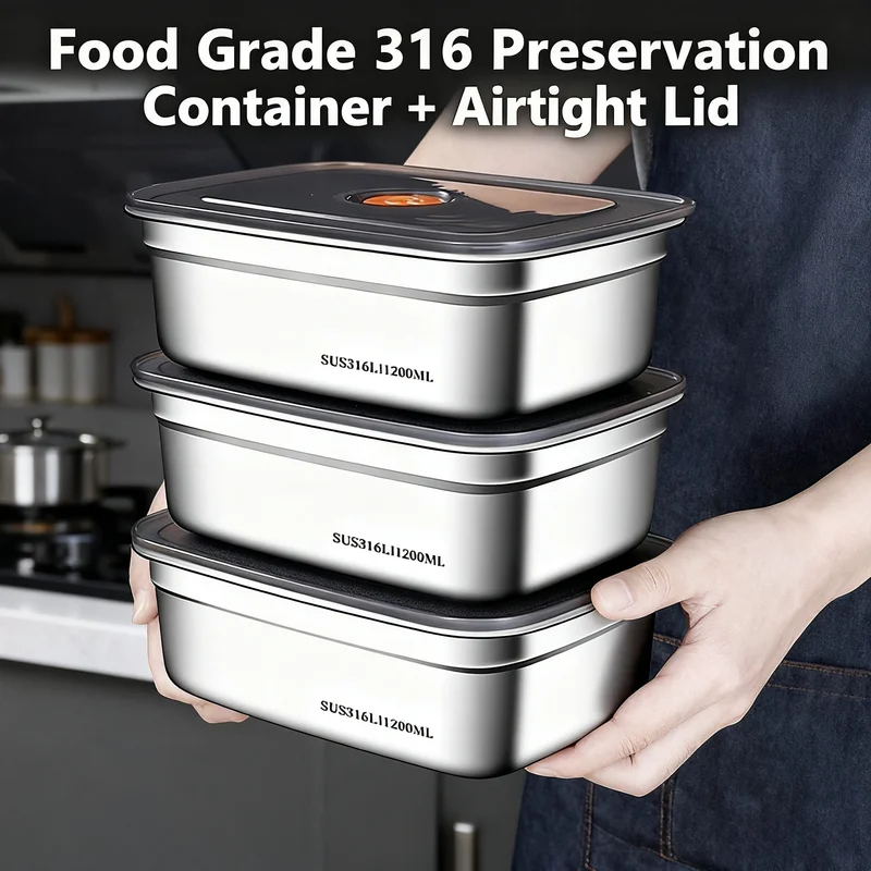 Xxl Food Storage Container - Büyük Kapasiteli Paslanmaz Çelik Sızdırmaz Mühürlü