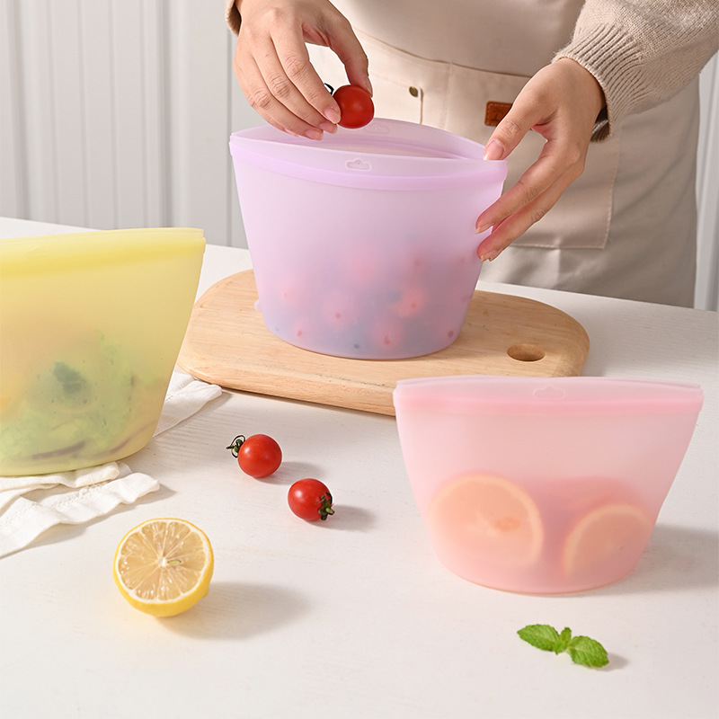 Food Storage Bags Reusable - Kendinden Sızdırmaz Silikon Saklama Poşeti Yiyecek