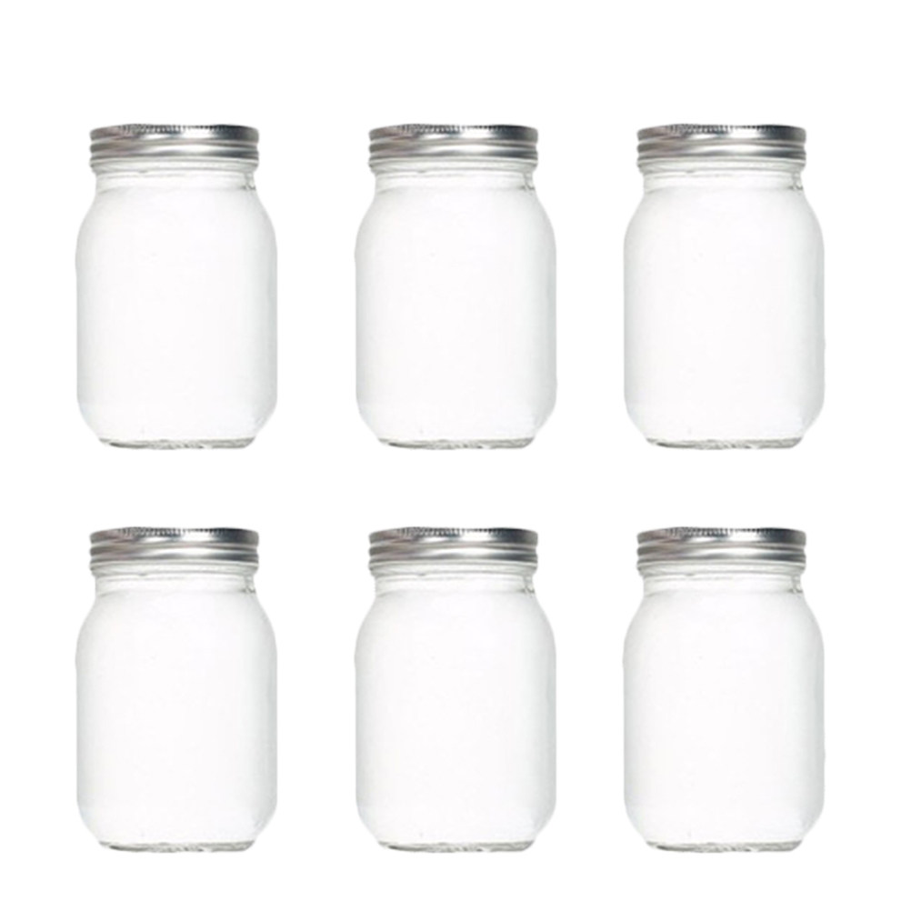 Food Storage Airtight - 6 adet şeffaf yuvarlak cam kavanoz