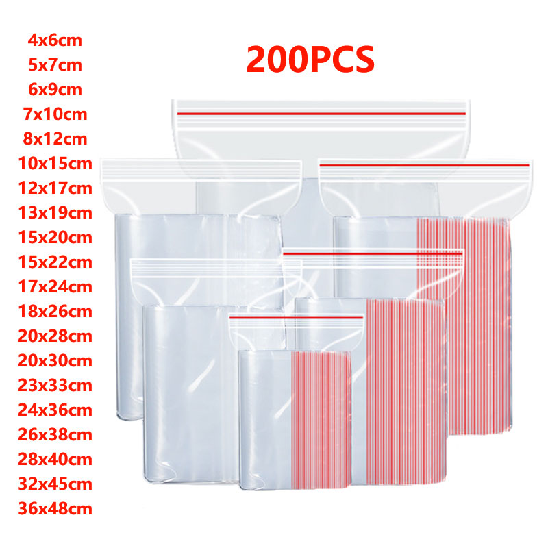 Ziploc Food Storage - 100/200 adet küçük kilitli plastik poşetler