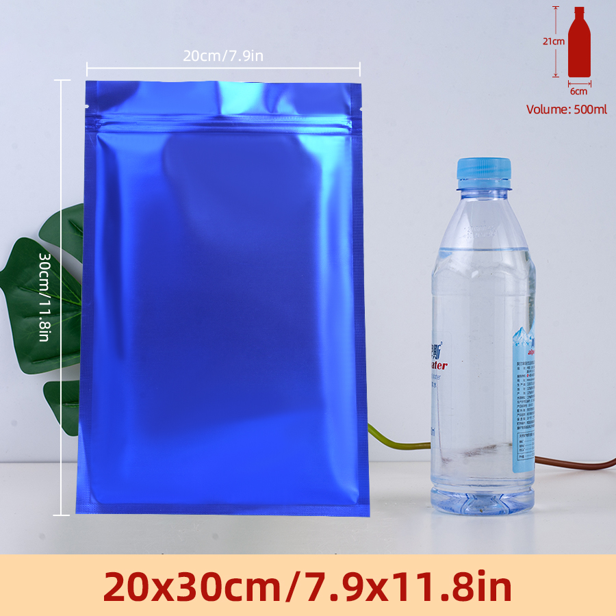Food Storage Bags Reusable - 100 adet Mat Mavi Folyo Fermuarlı