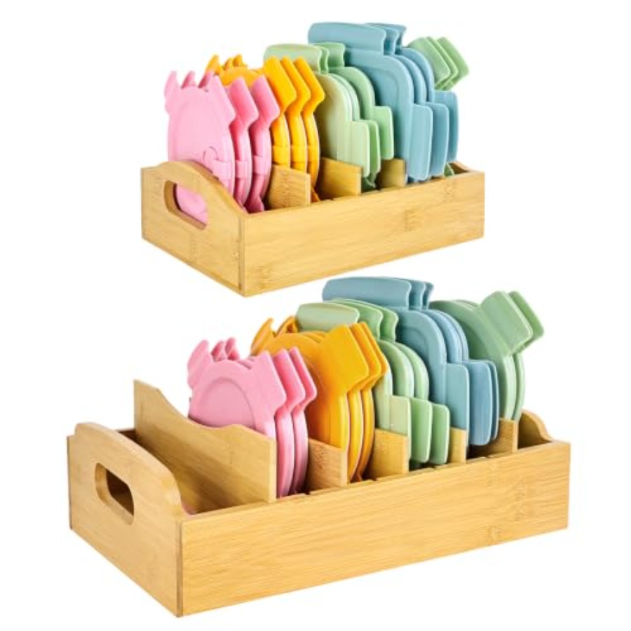 Food Storage In The Kitchen - 2'li Paket Bambu Kapak Düzenleyici, 10.6