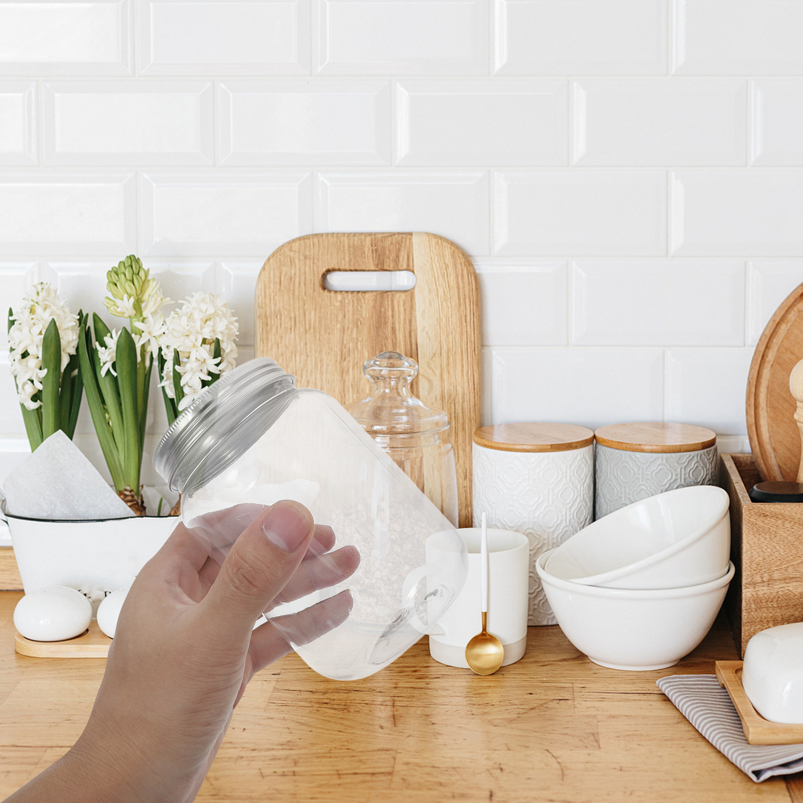 4 adet şeffaf plastik kavanozl - Food Storage Airtight incelemesi ve fiyatı
