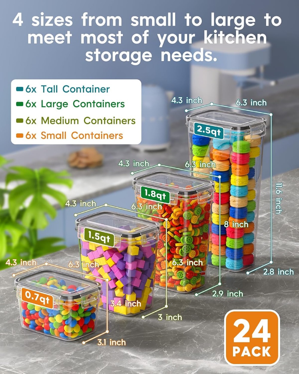 24 Adet Hava Geçirmez Gıda Sak - Food Storage Airtight incelemesi ve fiyatı